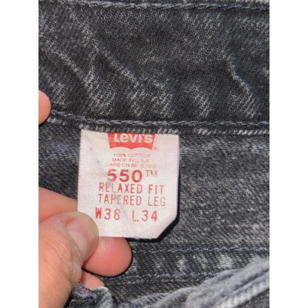 VTG Levis 550 Jeans Mens Black Relaxed Fit Tapered‎ Leg Denim Pants Sz 38